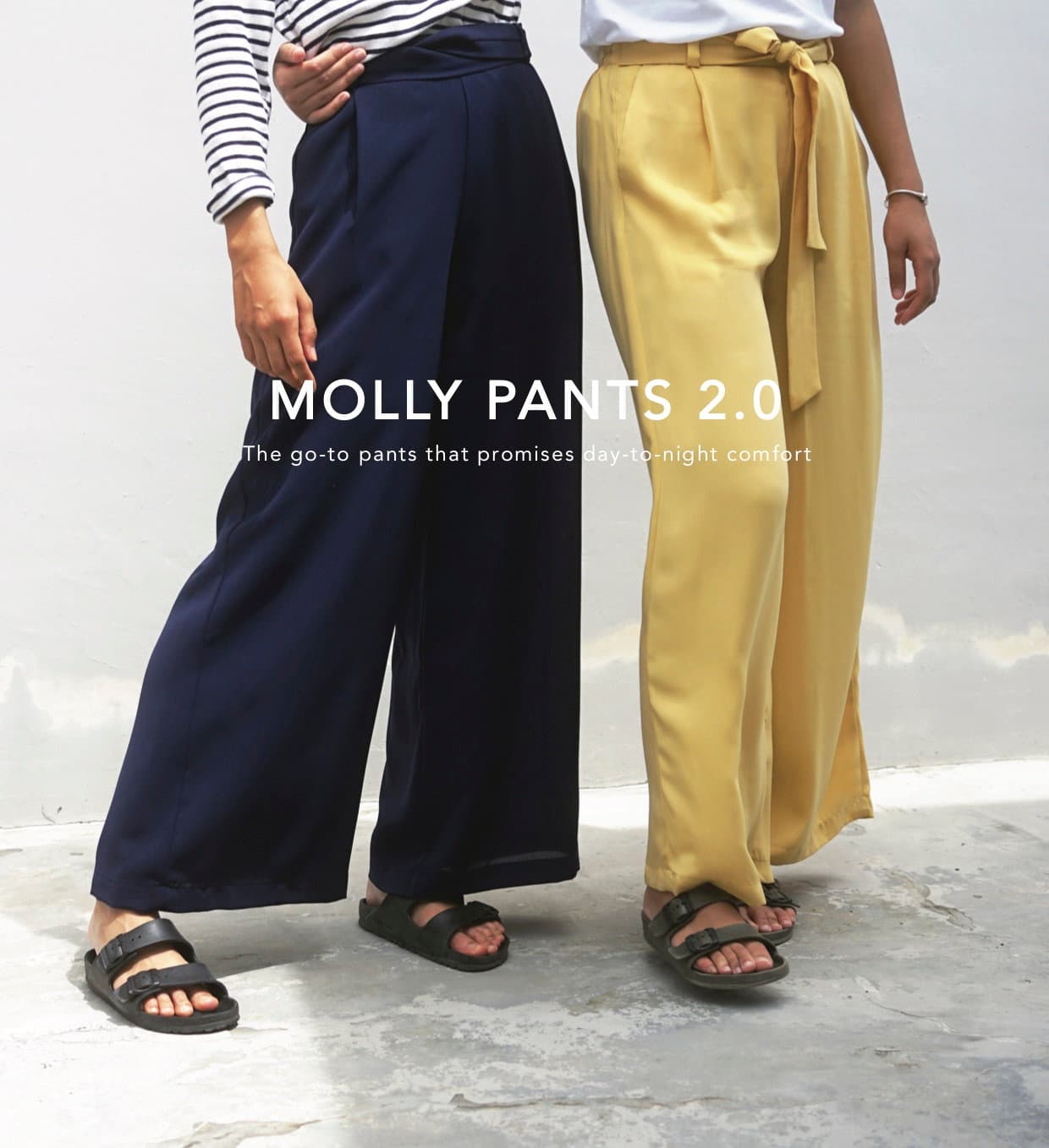 Molly Pants 2.0 in navy and yellow