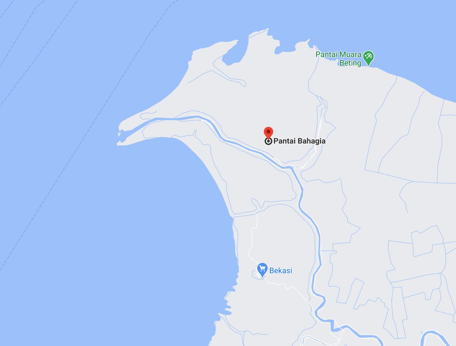Map of Pantai Bahagia, Bekasi, West Java